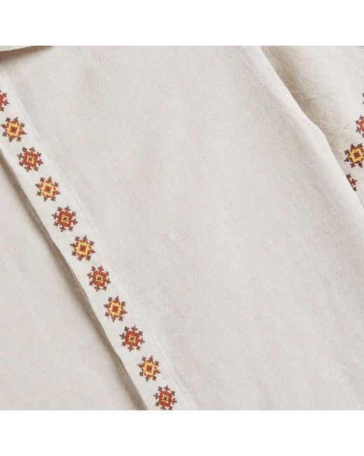 Portuguese Flannel Gray Sprout Embroidery Shirt for men