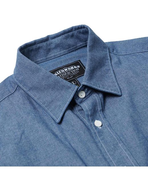 FRIZMWORKS Blue Cigarette Pocket Chambray Shirt for men