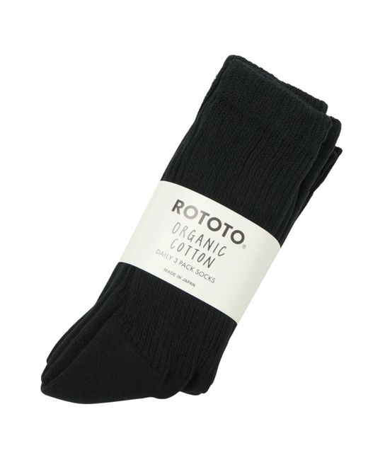 RoToTo Socks Black Daily 3 Pack Crew Socks for men