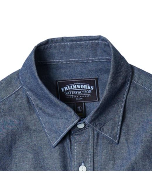 FRIZMWORKS Blue Cigarette Pocket Chambray Shirt for men