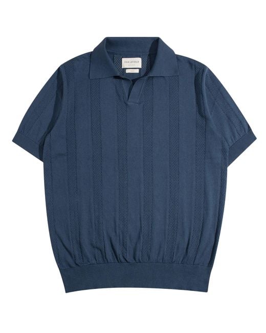 Far Afield Blue Clifford Open-Knit Polo for men