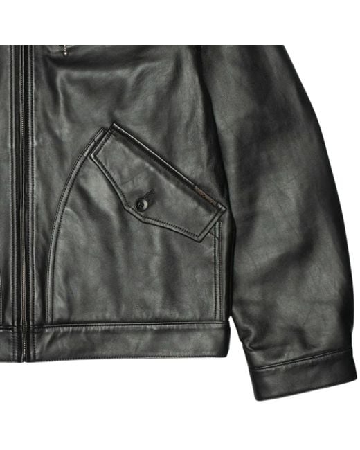 Nudie Jeans Black Blake Zip Leather Jacket for men