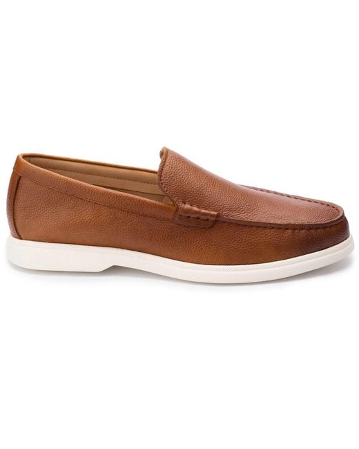 John White Brown Ethan Plain Tumbled Grain Loafer for men