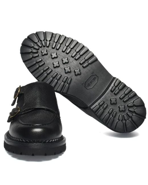 Yuketen Black Double Monk Strap for men