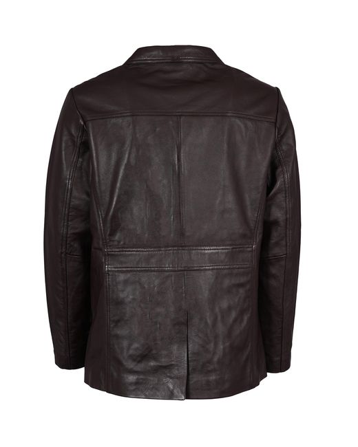 real hoxton Black Leather Reefer Jacket for men