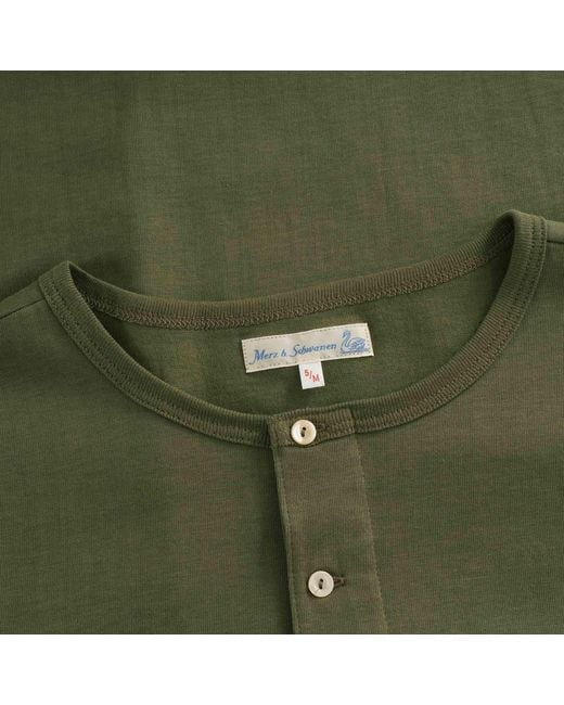 Merz B. Schwanen Green Henley T-Shirt for men