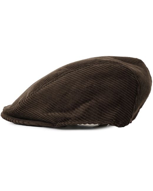 Dents Brown Corduroy Flat Cap for men