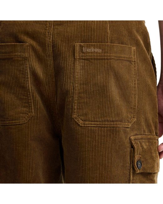 Barbour Brown Leonard Oversized Cord Cargo Trousers for men