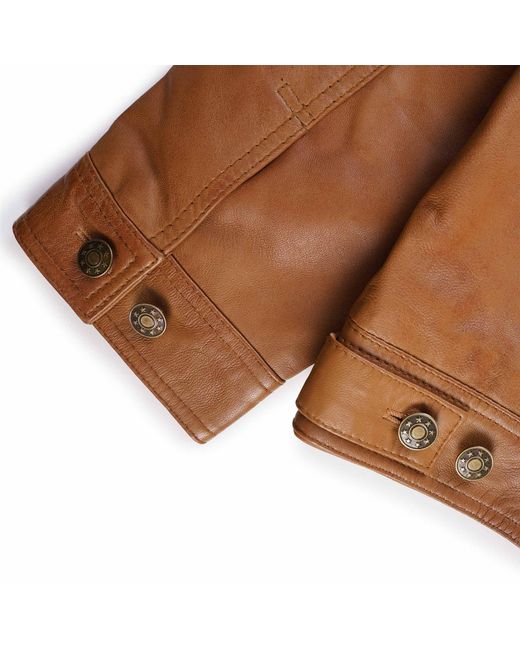 real hoxton Brown Leather Trucker Jacket for men