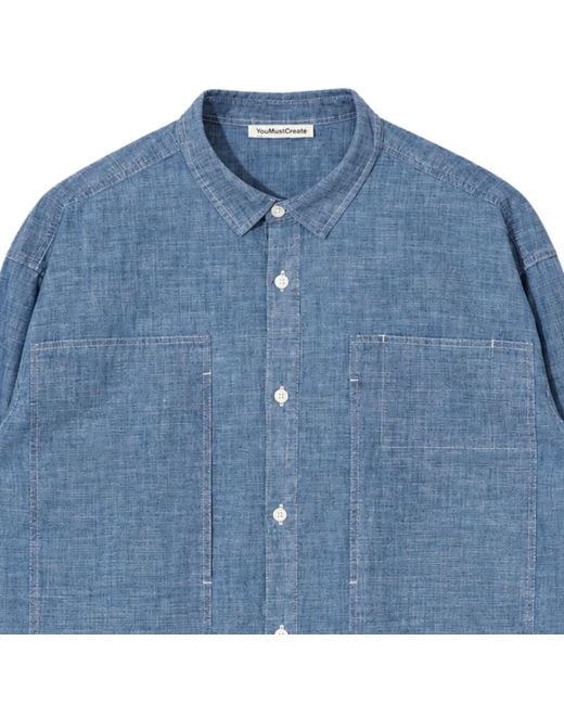 YMC Blue Trapper Shirt for men