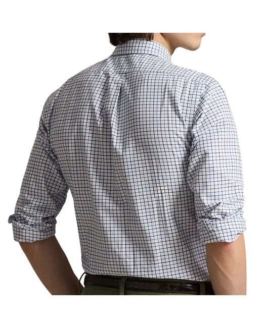 Polo Ralph Lauren Blue Custom Fit Tattersall Oxford Shirt for men