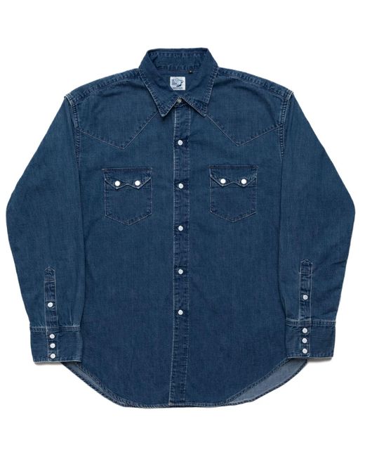 Orslow Blue Denim Western Shirt for men