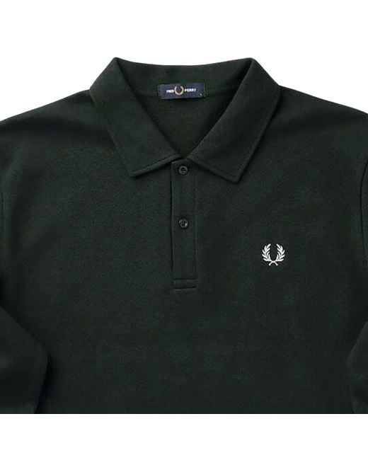 Fred Perry Green Pique Collared Sweatshirt for men