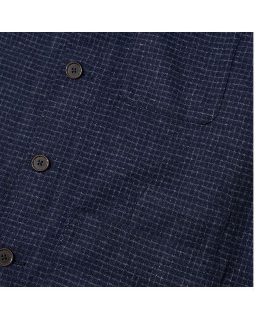 Universal Works Blue Bobby Wool Mix Bakers Overshirt for men