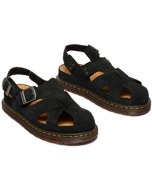 Dr. Martens Black Dr Martens Archive Plush Suede Fisherman Sandals for men