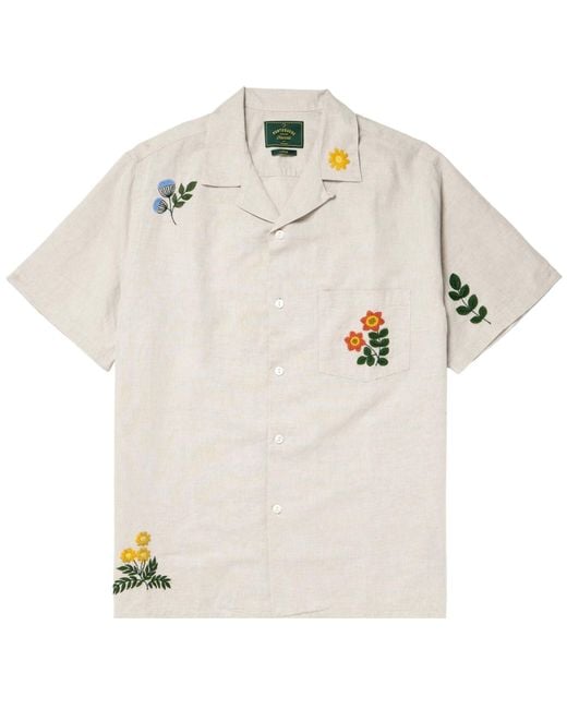 Portuguese Flannel White Spring Embroidery Shirt for men