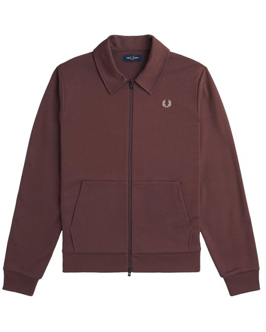 Fred Perry Purple J7827 Tape Detail Collared Track Jacket for men