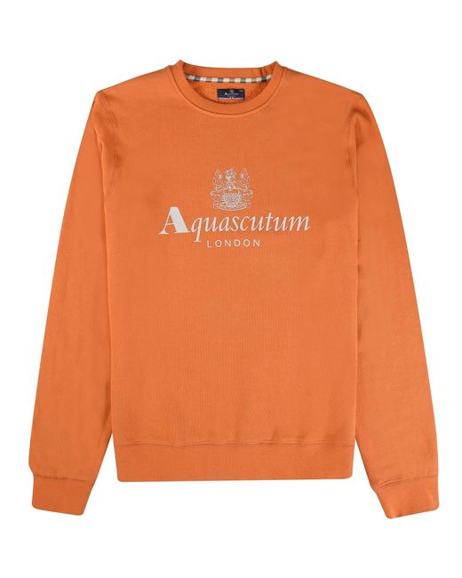 Aquascutum Orange Large Logo Sweatshirt for men