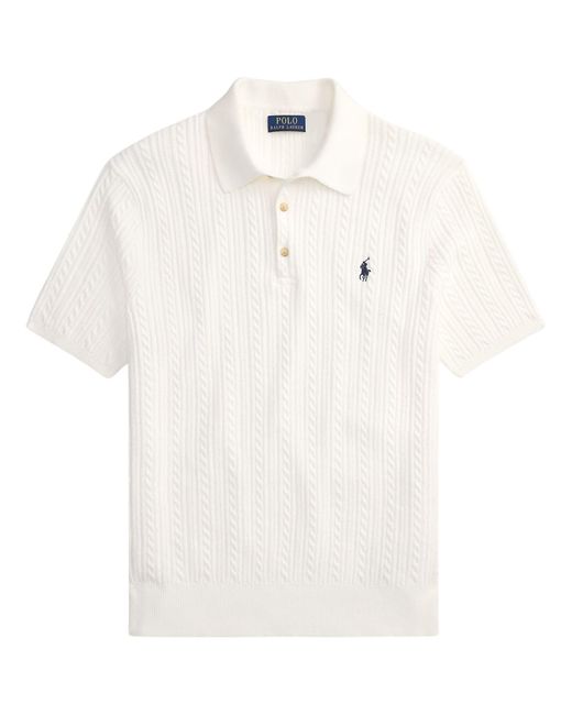 Polo Ralph Lauren White Cable-Knit Cotton Polo Shirt for men