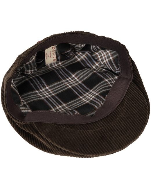 Dents Brown Corduroy Flat Cap for men