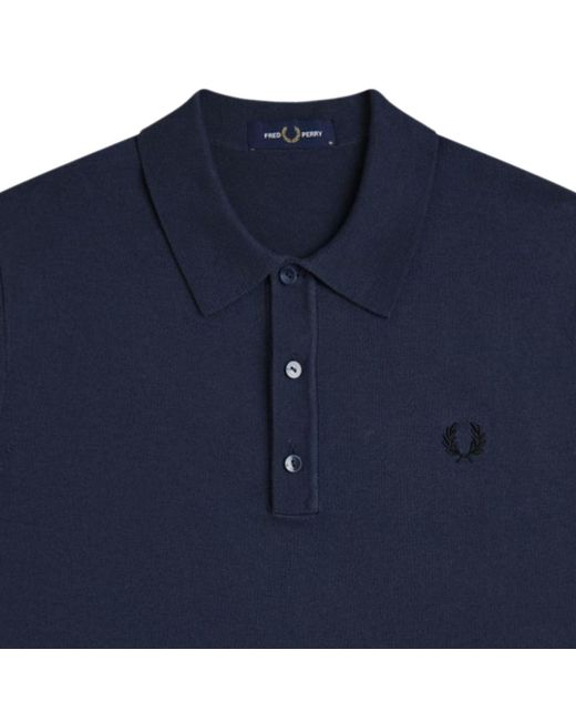 Fred Perry Blue Knitted Shirt for men