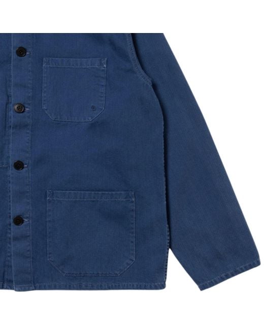 Nudie Jeans Blue Buddy Herringbone Chore Jacket for men