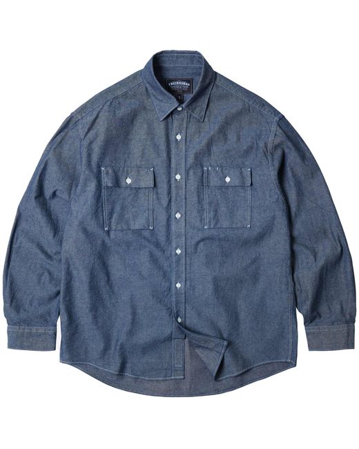FRIZMWORKS Blue Cigarette Pocket Chambray Shirt for men