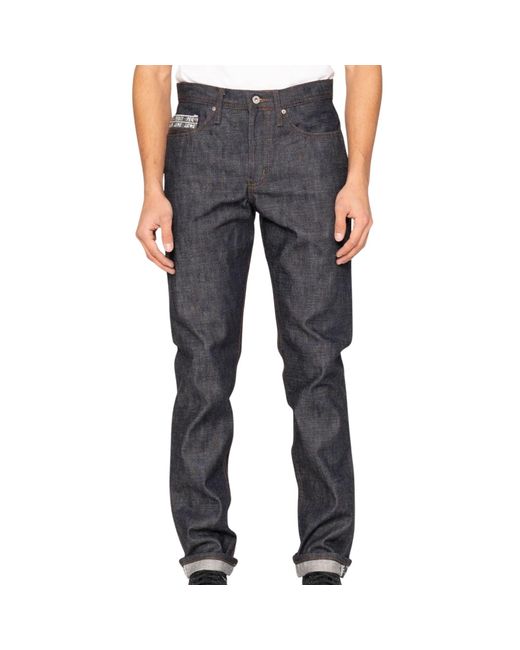 Naked & Famous Black Weird Guy Love & Peace Selvedge Jeans for men