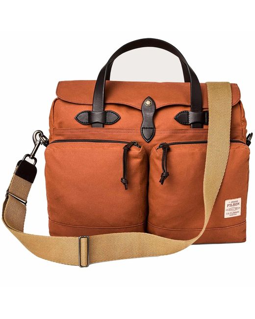 Filson Orange 24 Hr Tin Cloth Briefcase for men