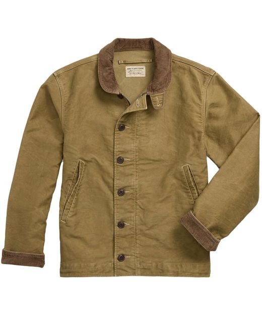 RRL Green Corduroy-Collar Cotton Deck Jacket for men