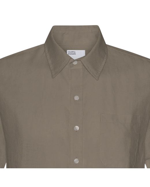 COLORFUL STANDARD Brown Linen Short Sleeve Shirt for men