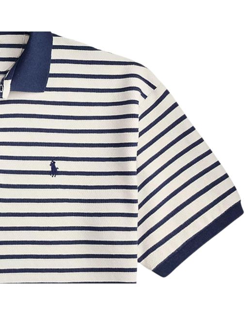Polo Ralph Lauren Blue Relaxed Fit Striped Textured Polo Shirt for men