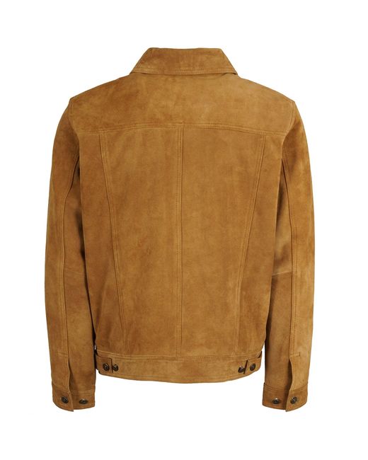 real hoxton Brown Suede Trucker Jacket for men