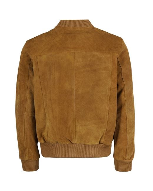 real hoxton Brown Suede Bomber Jacket for men