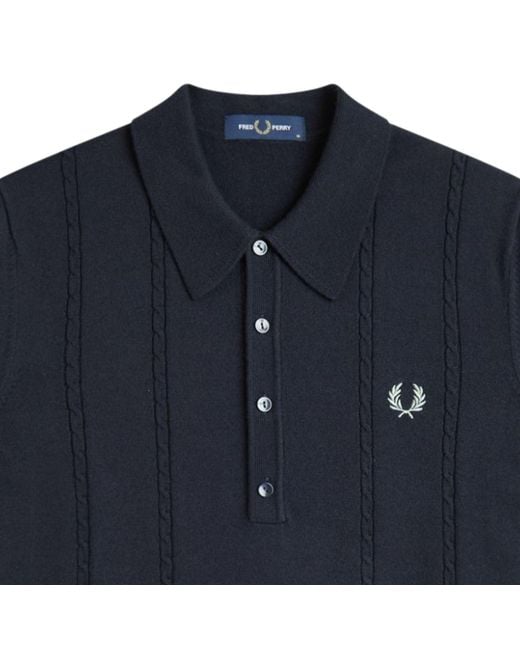 Fred Perry Blue Cable Knitted Shirt for men