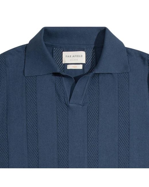 Far Afield Blue Clifford Open-Knit Polo for men