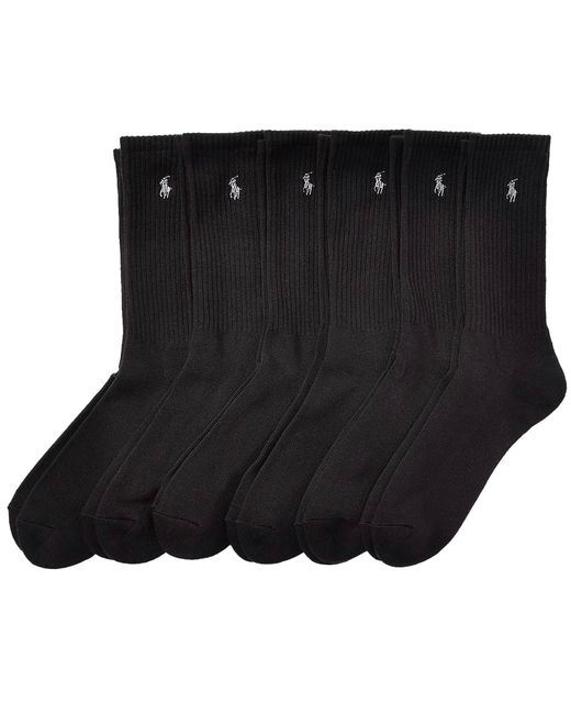 Polo Ralph Lauren Black Cotton-Blend Crew Sock 6-Pack for men