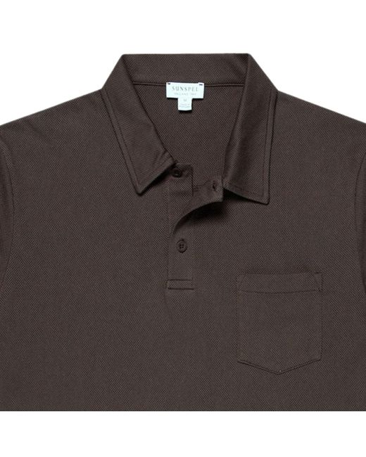 Sunspel Black Riviera Polo Shirt for men