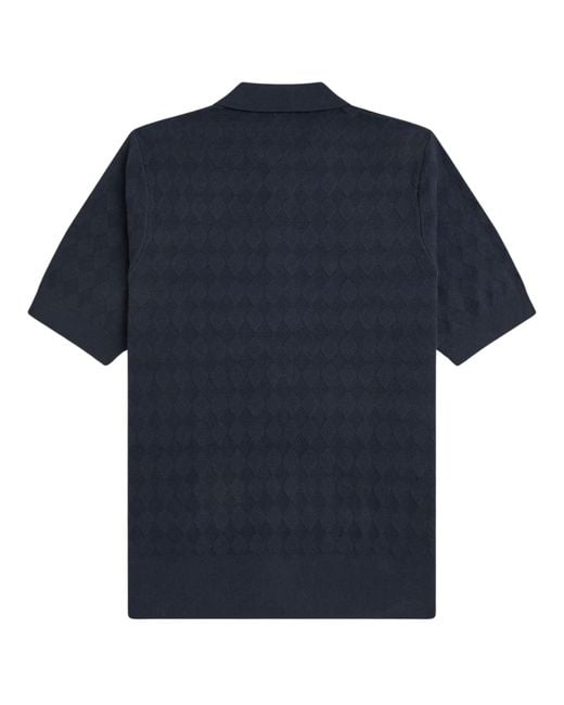 Fred Perry Blue Pointelle Knitted Shirt for men