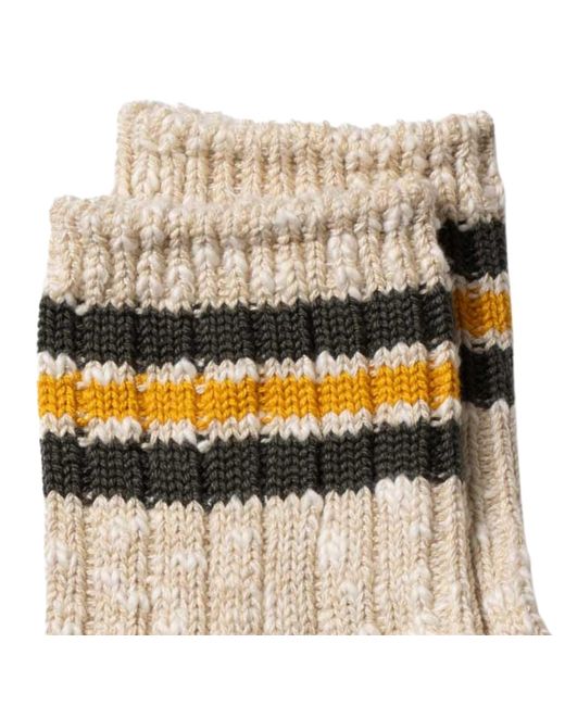 Anonymous Ism Natural Stripes Short Slub Socks for men