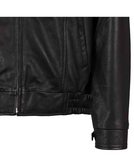 real hoxton Black Leather Gab Jacket for men