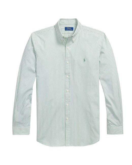 Polo Ralph Lauren Blue Custom Fit Striped Stretch Poplin Shirt for men