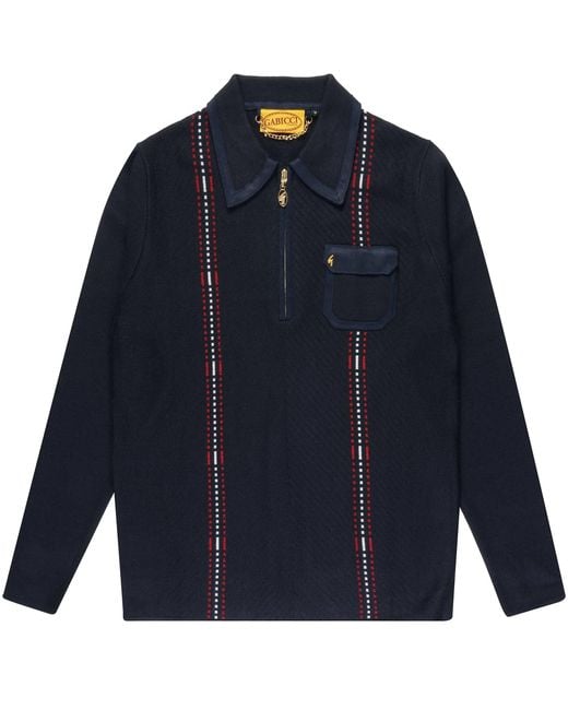 Gabicci Blue Gabicci Fleetwood Zip Knitted Polo Shirt for men