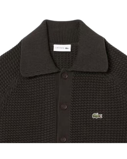 Lacoste Black Chunky Knit Cardigan for men