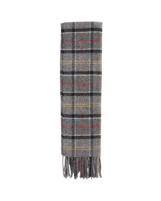 Barbour Gray Tartan Lambswool Scarf for men