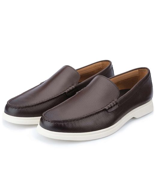 John White Brown Ethan Plain Tumbled Grain Loafer for men