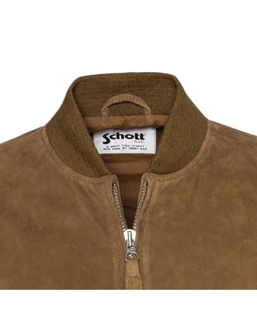 Schott Nyc Brown Suede Bomber Jacket for men