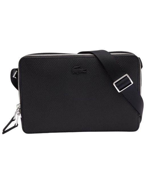 Lacoste Black Chantaco Piqu Leather Reporter Bag for men