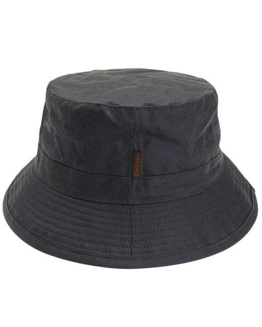 Barbour Black Waxed Bucket Hat for men