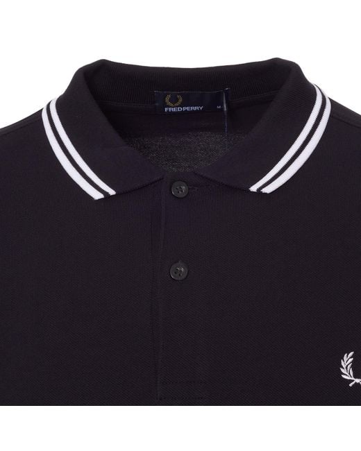 Fred Perry Cotton Twin Tipped Navy Polo Top in Blue for Men - Lyst